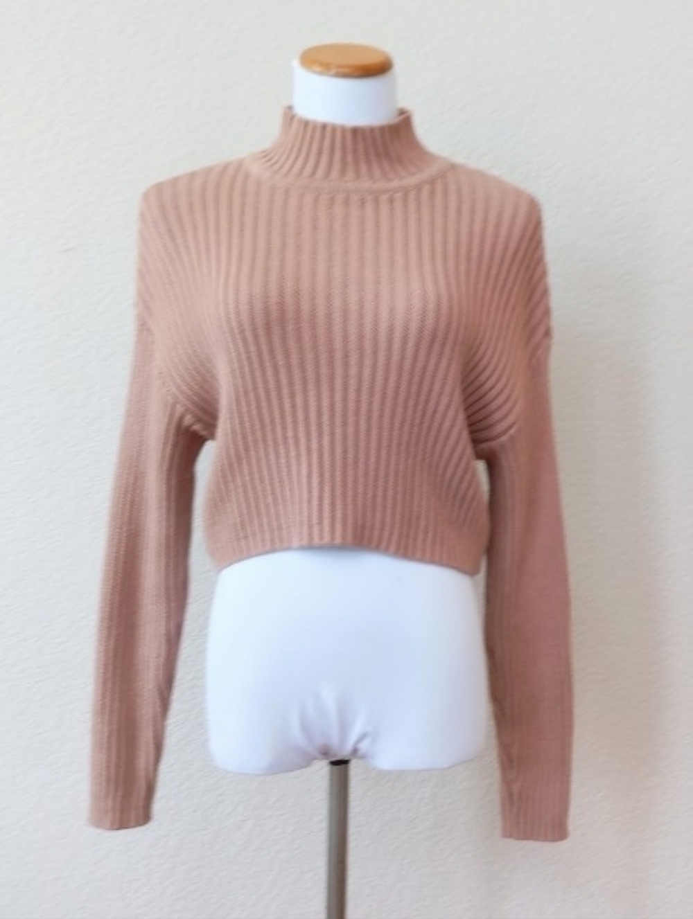 L.A. Hearts tan  ribbed 100% cotton mock neck cropped sweater